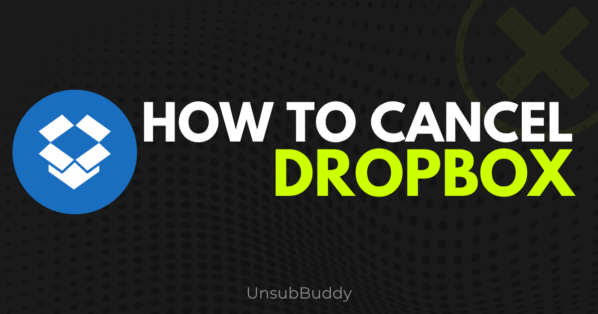 Text: A step-by-step user interface walkthrough explaining how to cancel a paid Dropbox subscription and downgrade to a free Dropbox Basic account