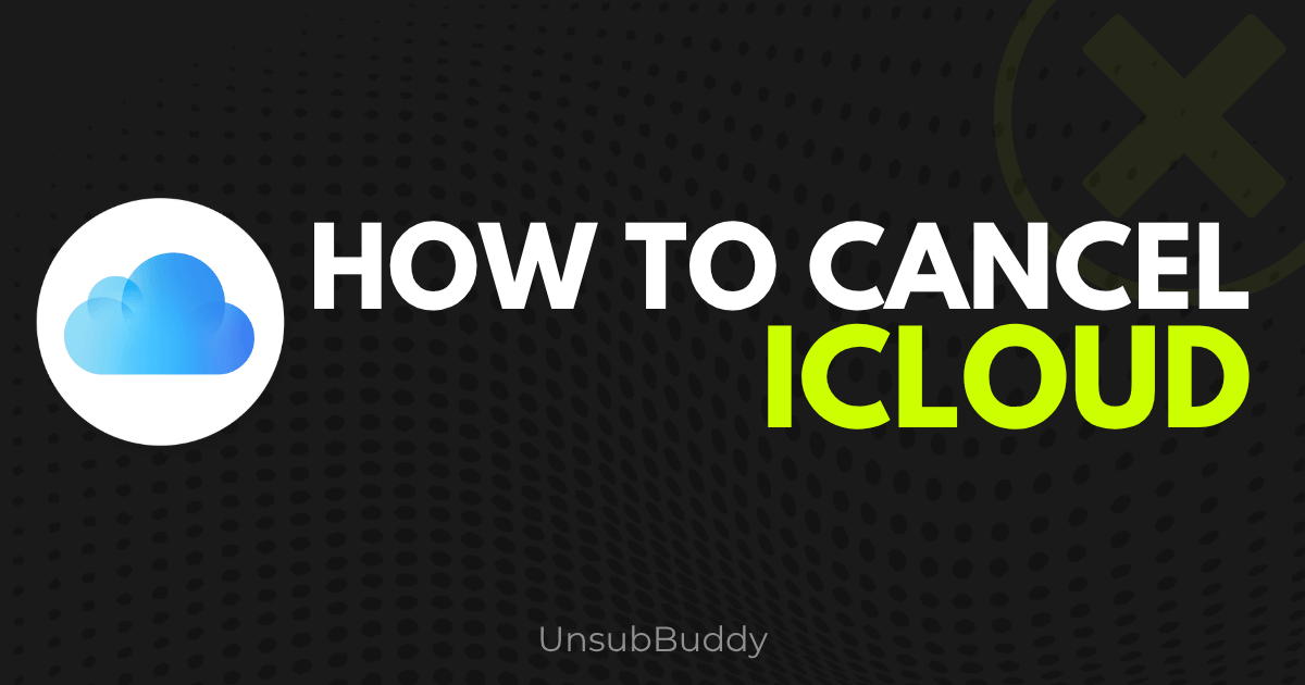 A clear step-by-step user interface walkthrough showing how to manage and cancel an iCloud+ storage subscription plan via Apple system settings